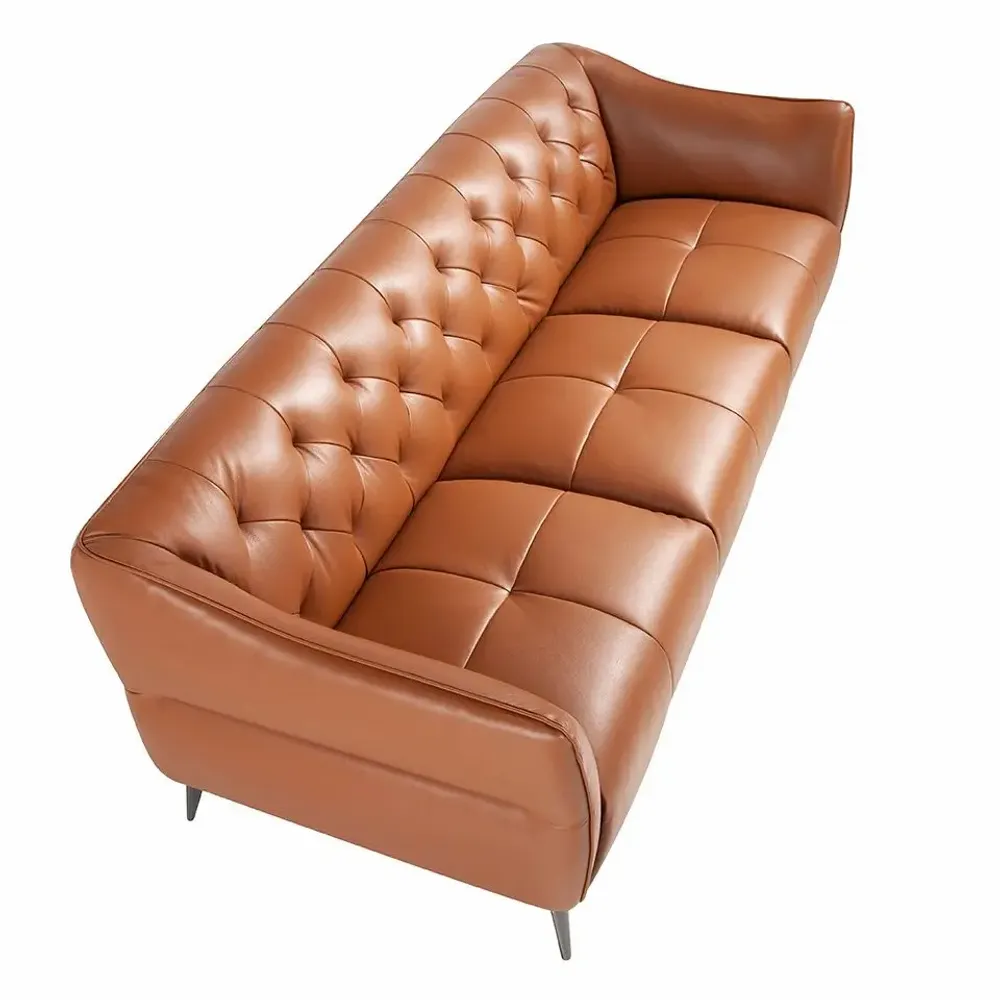 Canapés - Canapé 3 places tapissé en cuir de vachette marron - ANGEL CERDÁ