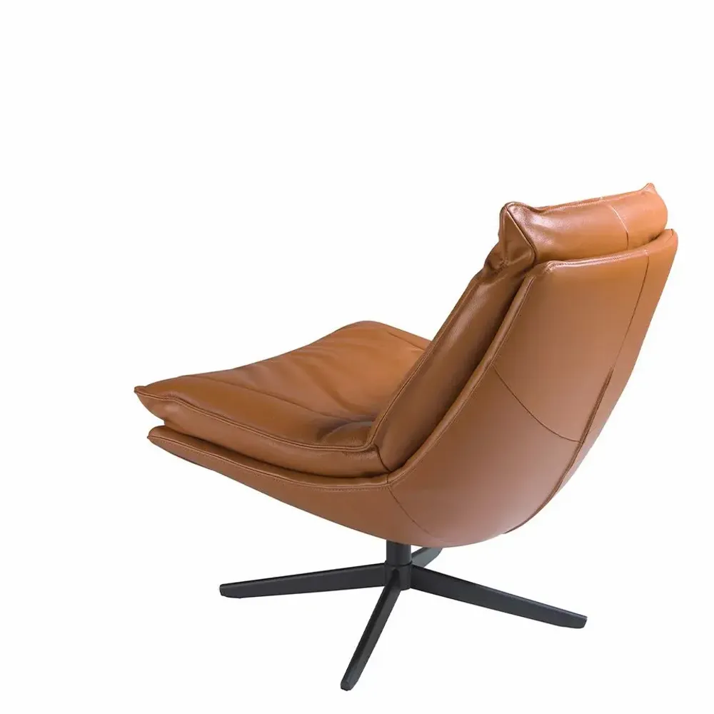 Armchairs - Brown leather upholstered swivel armchair - ANGEL CERDÁ