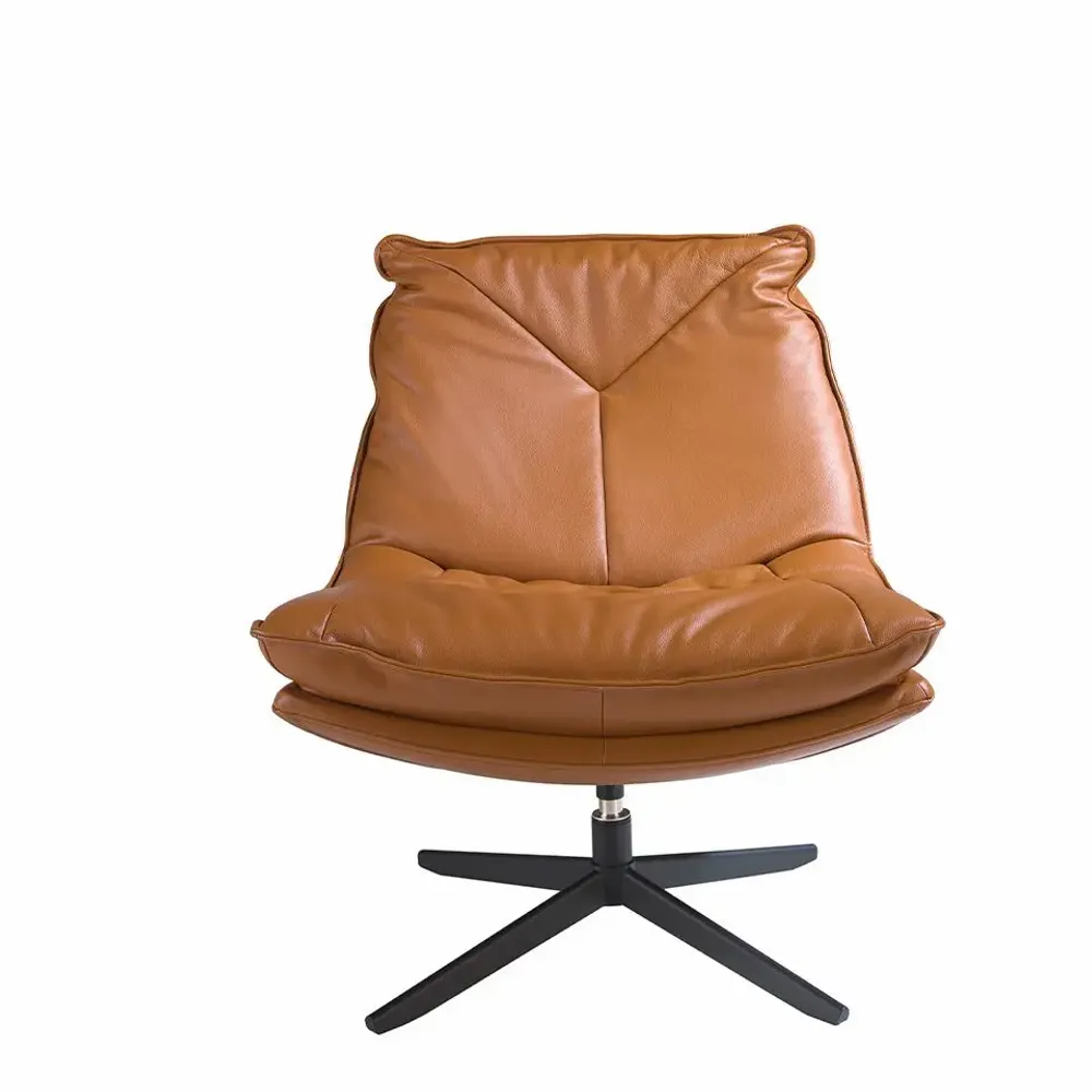 Armchairs - Brown leather upholstered swivel armchair - ANGEL CERDÁ