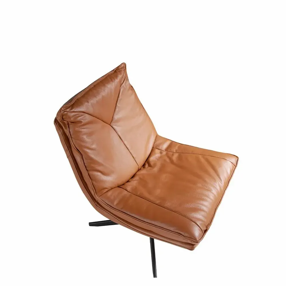 Armchairs - Brown leather upholstered swivel armchair - ANGEL CERDÁ