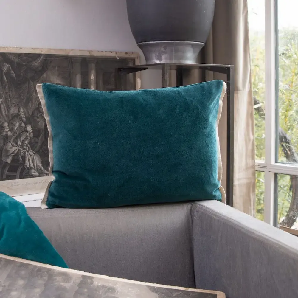 Coussins textile - MEDICIS coussin 40x55cm housse MEDICIS BLEU ORAGE - EN FIL D'INDIENNE...