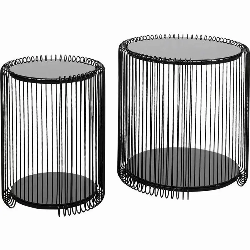 Tables basses - Table d appoint Wire Cut Out noir (2/Set) - KARE DESIGN