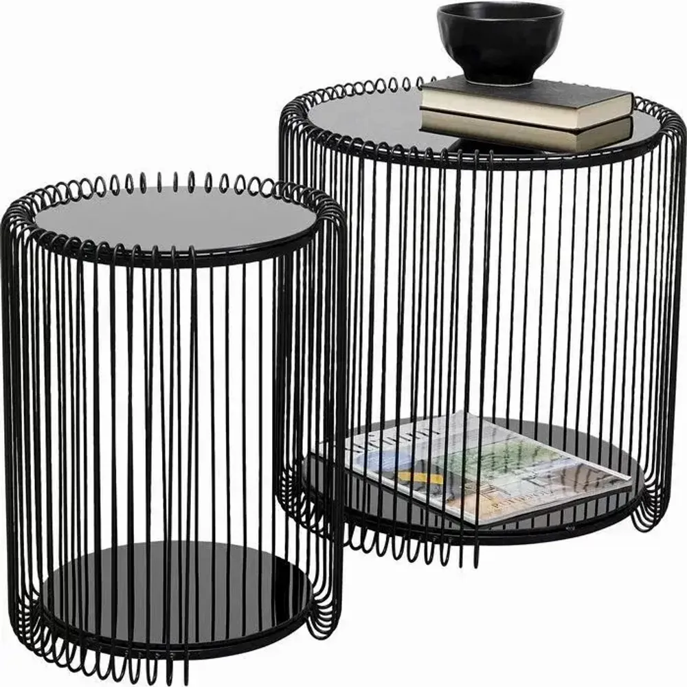 Tables basses - Table d appoint Wire Cut Out noir (2/Set) - KARE DESIGN