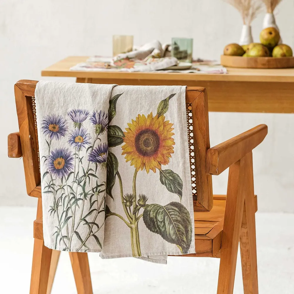 Torchons - ASTER ET TOURNESOLS ǀ  Torchons en 100% lin lavé - LINOROOM 100% LINEN TEXTILES