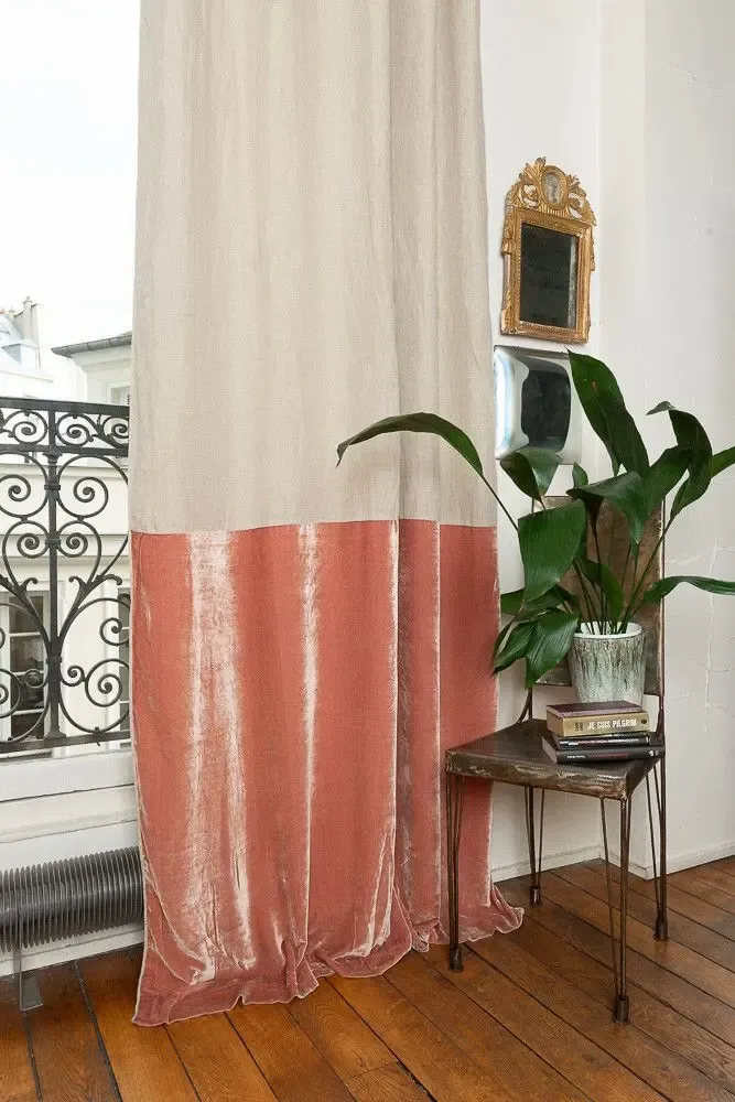 Curtains and window coverings - Fortuna Duo Curtain 140X300 Cm Peche - EN FIL D'INDIENNE...