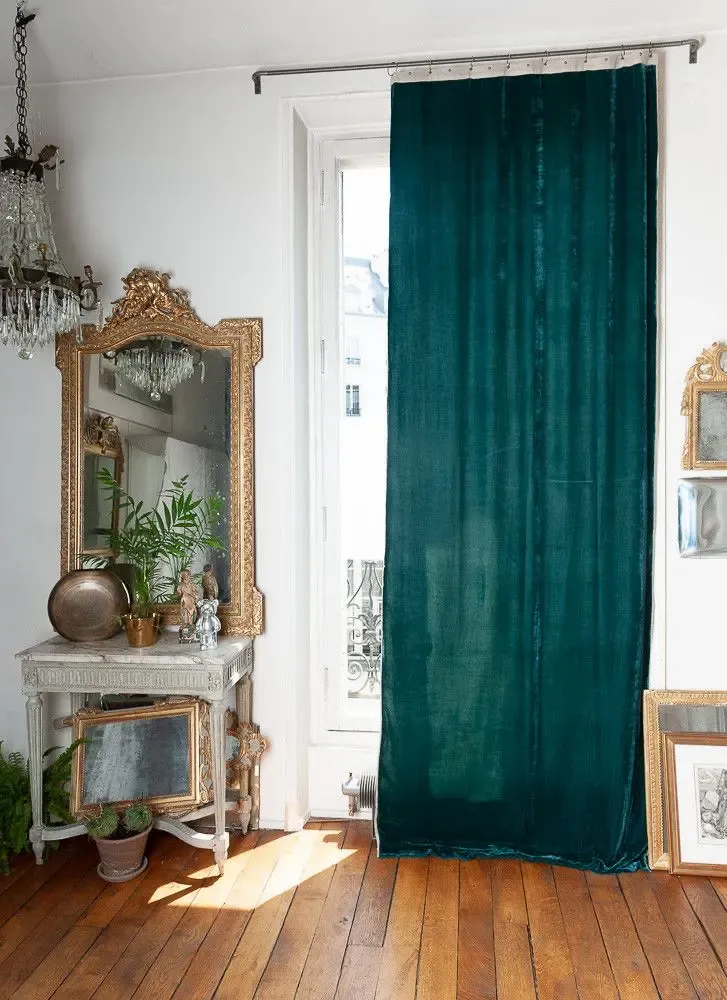 Rideaux et voilages - FORTUNA Rideau en velours de soie 110x300 cm CANARD - EN FIL D'INDIENNE...