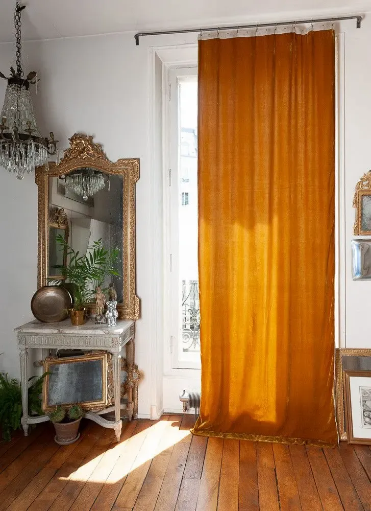 Rideaux et voilages - FORTUNA Rideau en velours de soie 110x300 cm TABAC - EN FIL D'INDIENNE...