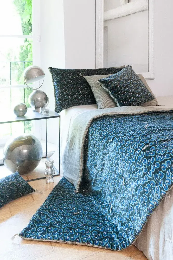 Linge de lit - ART DECO Plaid 140x220 cm OLIVE - EN FIL D'INDIENNE...