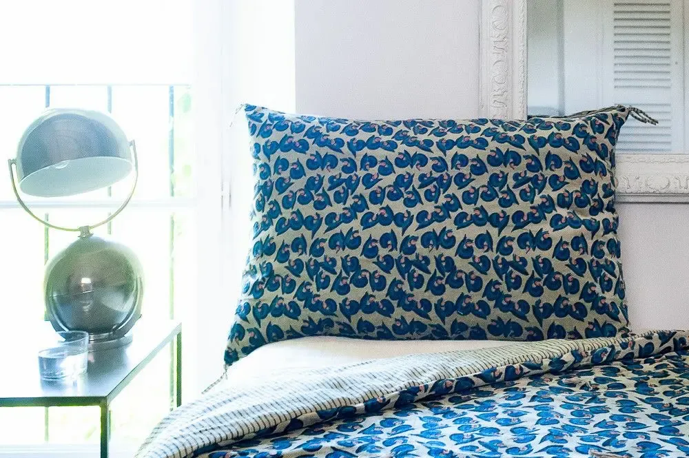 Homewear textile - ART DECO Housse de Coussin 50X75 cm BEIGE - EN FIL D'INDIENNE...