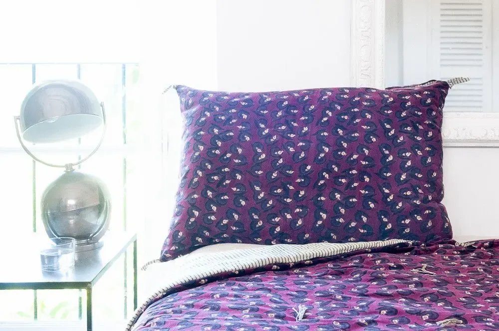 Homewear textile - ART DECO Housse de Coussin 50X75 cm  BORDEAUX - EN FIL D'INDIENNE...