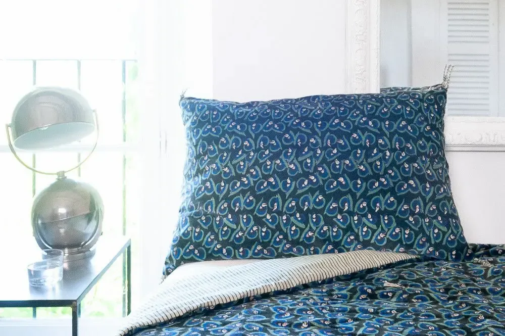 Plaids - ART DECO Housse de Coussin 50X75 cm OLIVE - EN FIL D'INDIENNE...