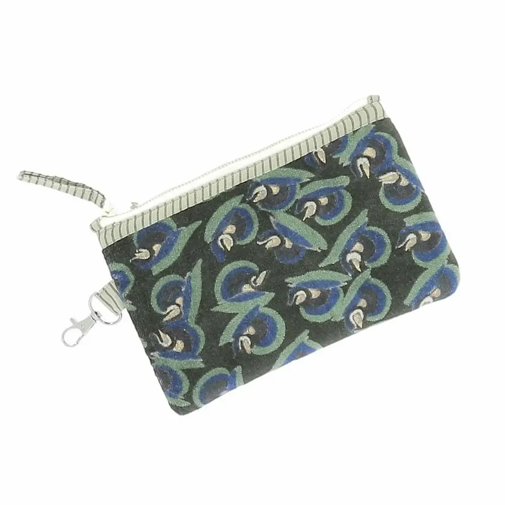 Coussins textile - ART DECO Trousse Plate 13x20 cm OLIVE - EN FIL D'INDIENNE...