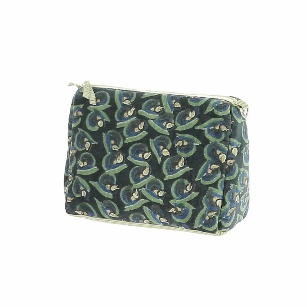 Vêtements de nuit - ART DECO Trousse de toilette 18X26X12 cm INDIGO - EN FIL D'INDIENNE...