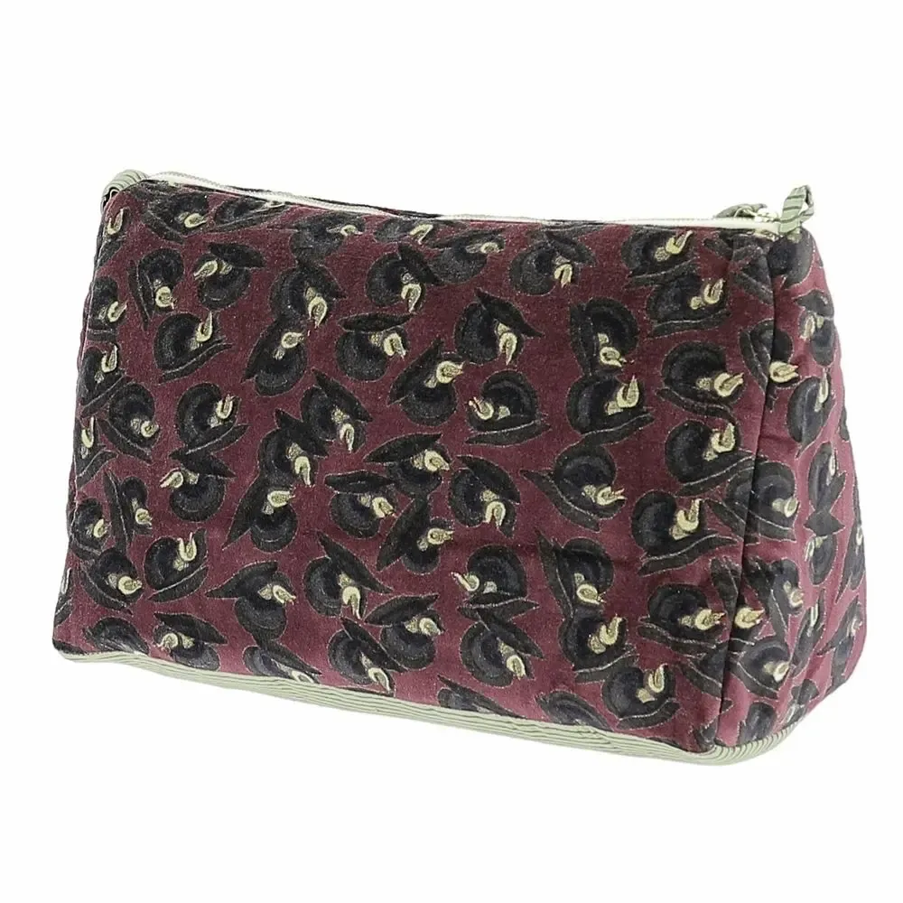 Linge de lit - ART DECO Trousse de toilette XL 34X22X15 cm BORDEAUX - EN FIL D'INDIENNE...