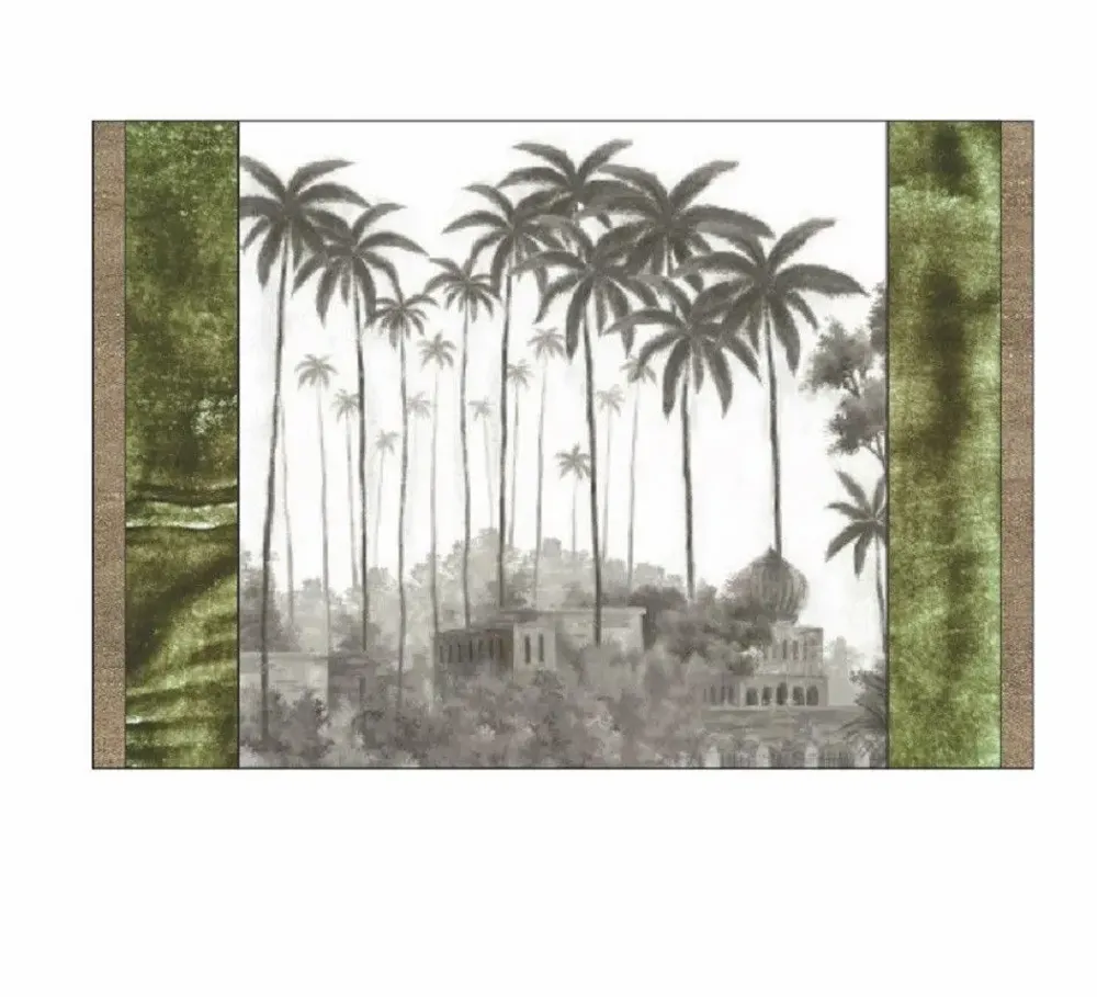 Coussins textile - BADALPUR Housse de coussin en lin imprimé monochrome gris Ananbo 40x55 cm Avocat - EN FIL D'INDIENNE...