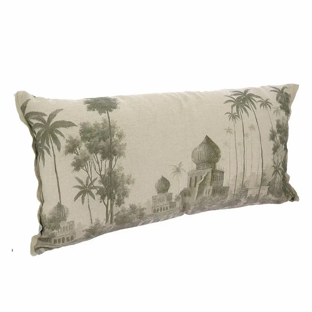 Coussins textile - BADALPUR Housse de coussin en lin imprimé monochrome Ananbo 50x100 cm Avocat - EN FIL D'INDIENNE...