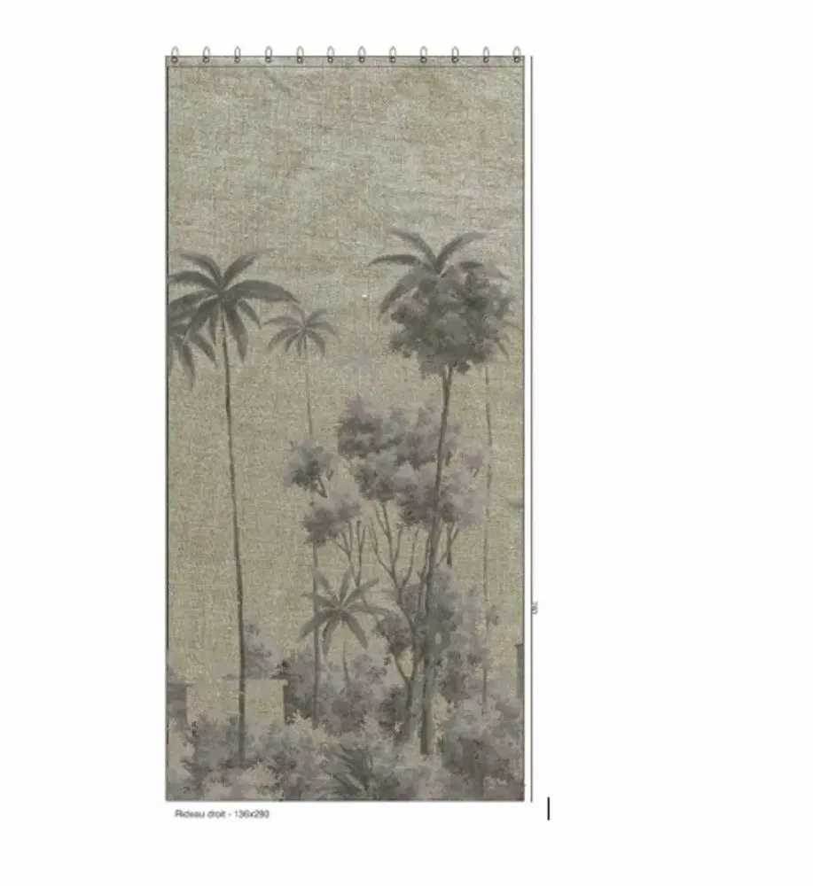 Curtains and window coverings - BADALPUR Ananbo printed linen curtain 140x280 cm BADALPUR LIN - Right Panel - EN FIL D'INDIENNE...