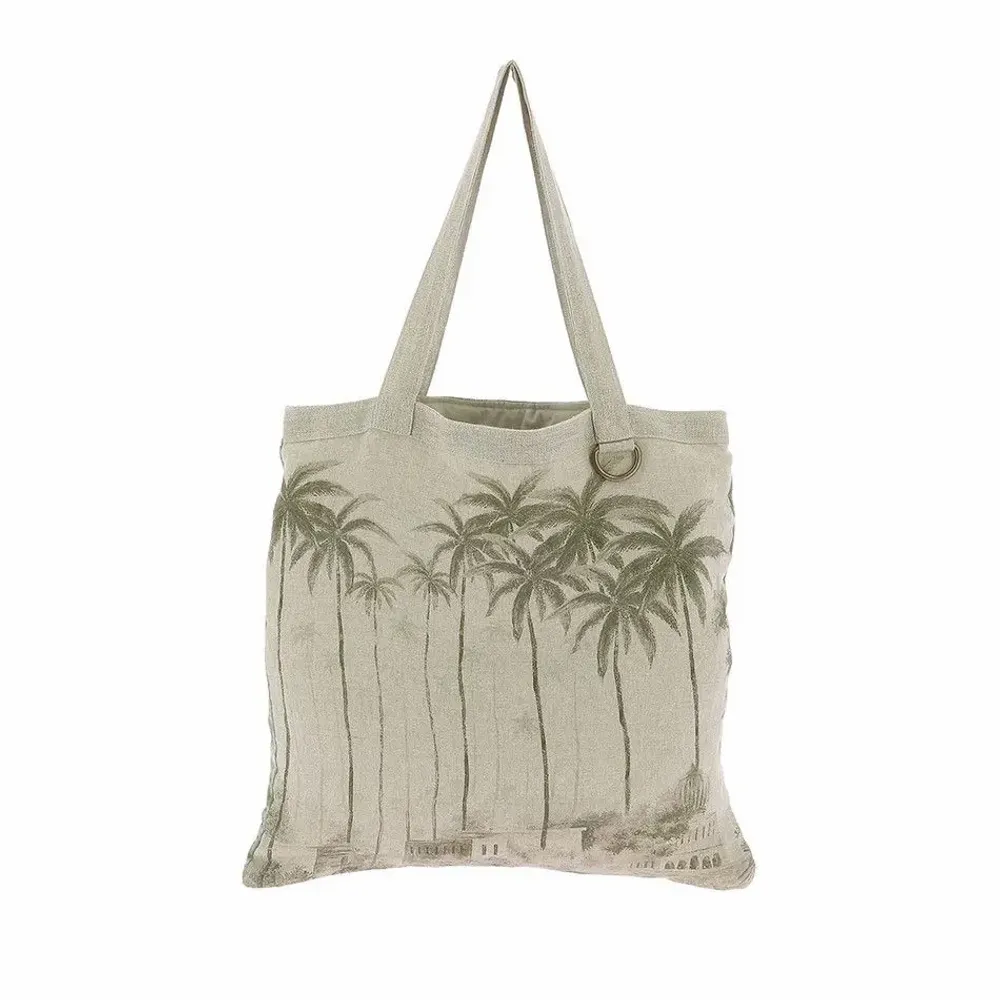Sacs et cabas - BADALPUR Tote bag en lin imprimé monochrome gris Ananbo 38x40 cm Avocat - EN FIL D'INDIENNE...