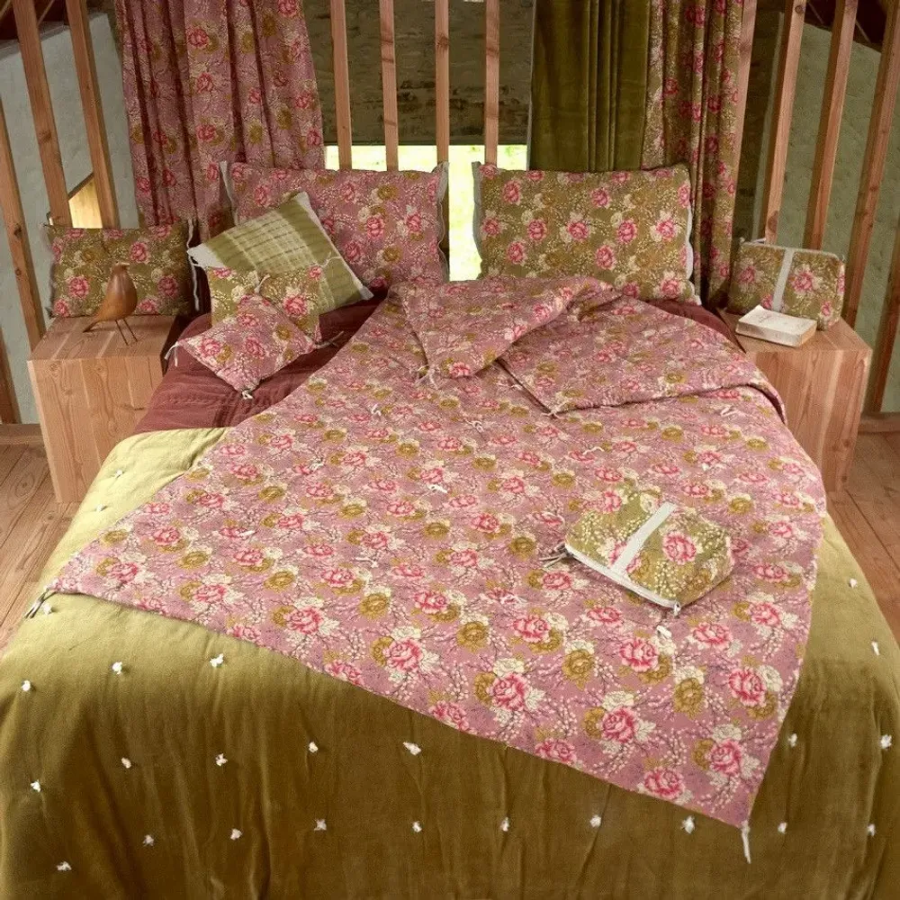 Linge de lit - BLOOM Plaid 140x240 cm TERRACOTTA - EN FIL D'INDIENNE...