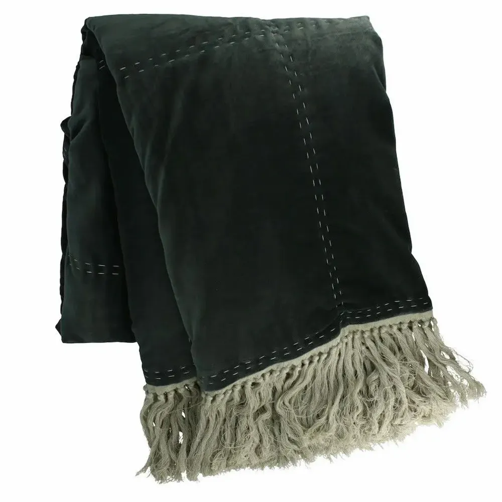 Bed linens - Boho Plaid 130X250 Cm Boho Anthracite - EN FIL D'INDIENNE...