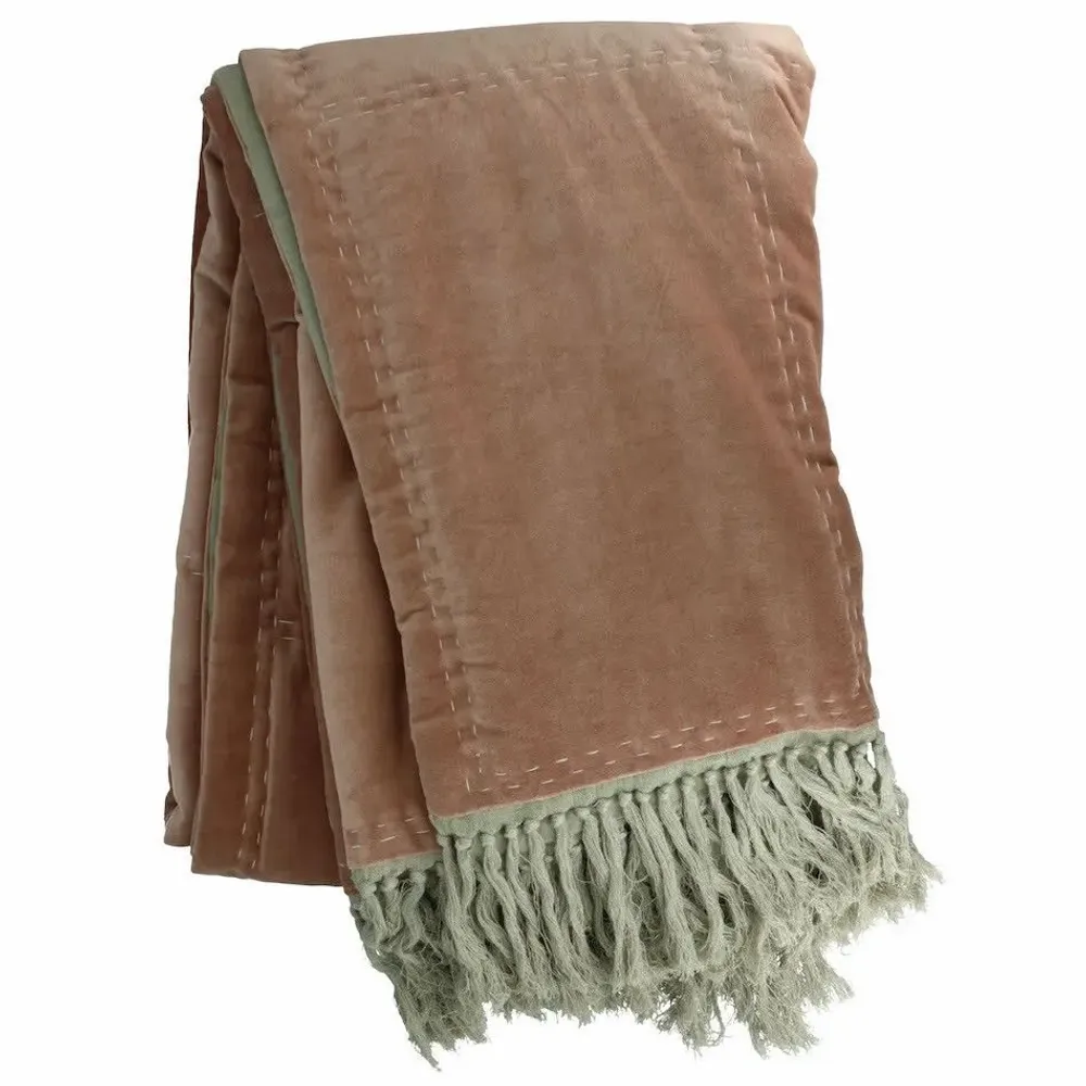 Throw blankets - Boho Plaid 130X250 Cm Boho Rose Poudre - EN FIL D'INDIENNE...