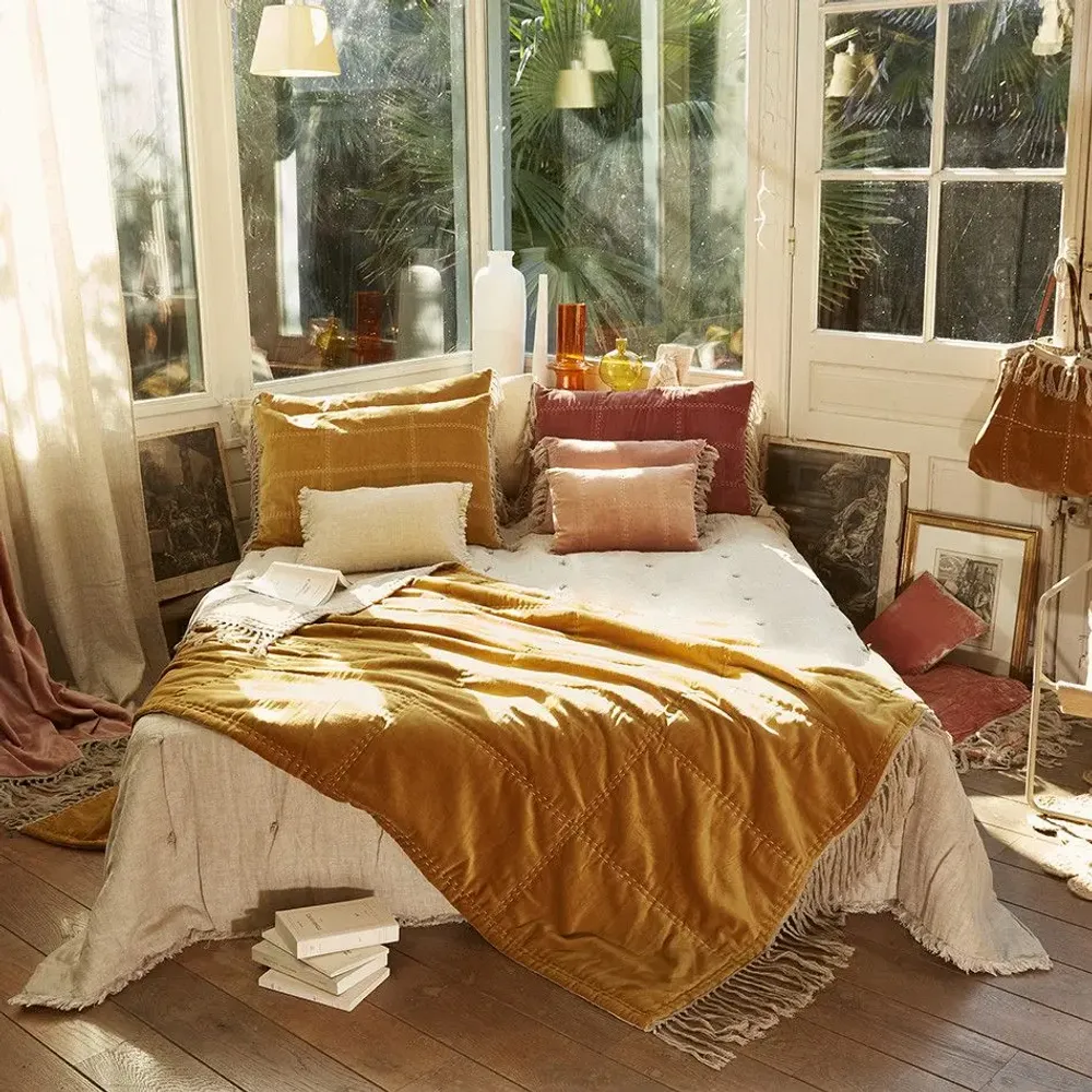 Linge de lit - BOHO Plaid 140x250 cm BOHO TABAC - EN FIL D'INDIENNE...