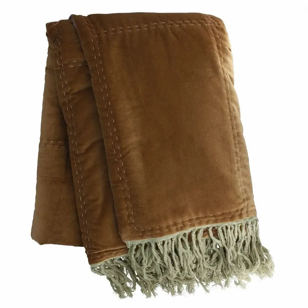 Throw blankets - Boho Plaid 130X250 Cm Boho Taupe - EN FIL D'INDIENNE...