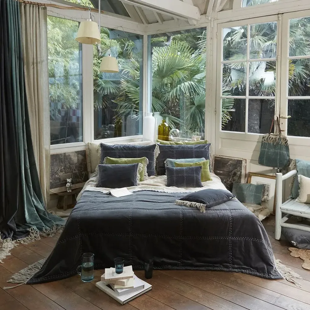 Bed linens - Boho Bedspread 240X250 Cm Anthracite - EN FIL D'INDIENNE...