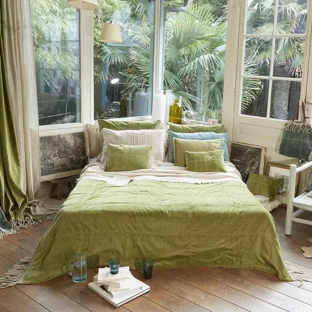 Plaids - BOHO Dessus de lit 240x250cm BOHO AVOCAT - EN FIL D'INDIENNE...