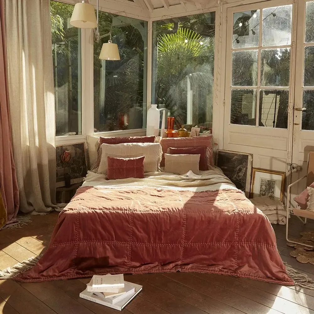 Plaids - BOHO Dessus de lit 240x250cm BOHO TERRACOTTA - EN FIL D'INDIENNE...