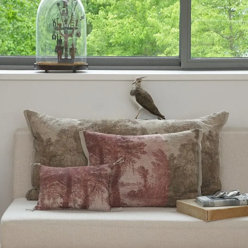 Fabric cushions - Campagne Cushion Cover Printed Aanbo 40X55 Cm Campagne Framboise - EN FIL D'INDIENNE...