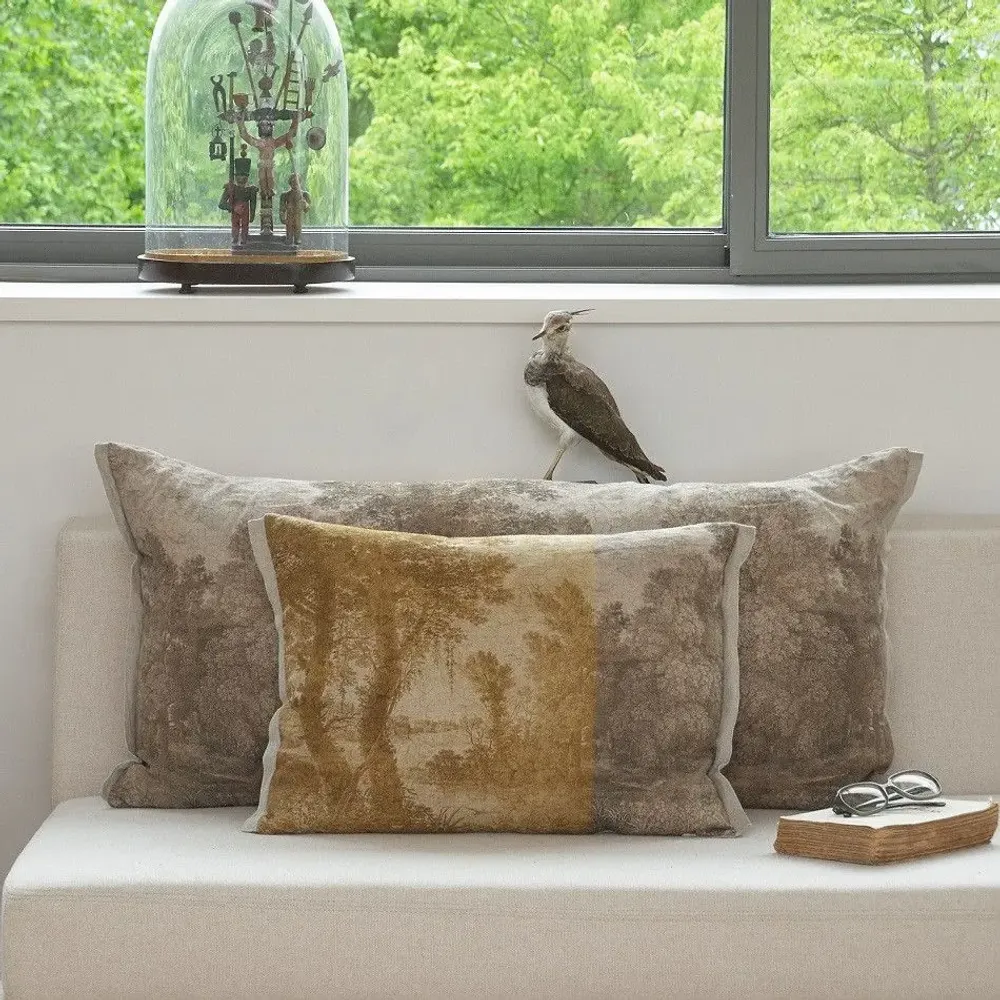 Coussins textile - CAMPAGNE Housse de coussin imprimé Ananbô 40x55 cm OCRE - EN FIL D'INDIENNE...