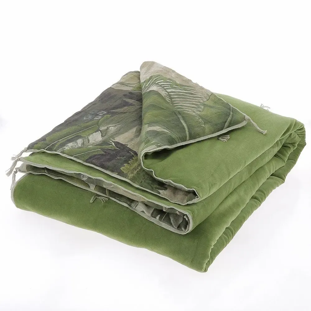 Linge de lit - COCHIN Bout de lit en lin imprimé Ananbo 90x200 cm - AVOCAT - EN FIL D'INDIENNE...