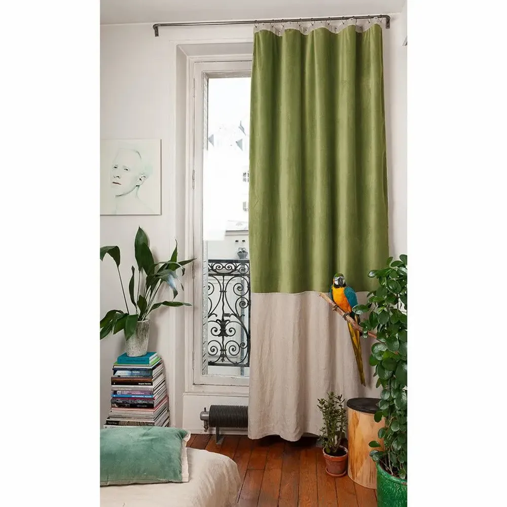 Rideaux et voilages - DUO RIDEAU 140x280 cm AVOCAT - EN FIL D'INDIENNE...