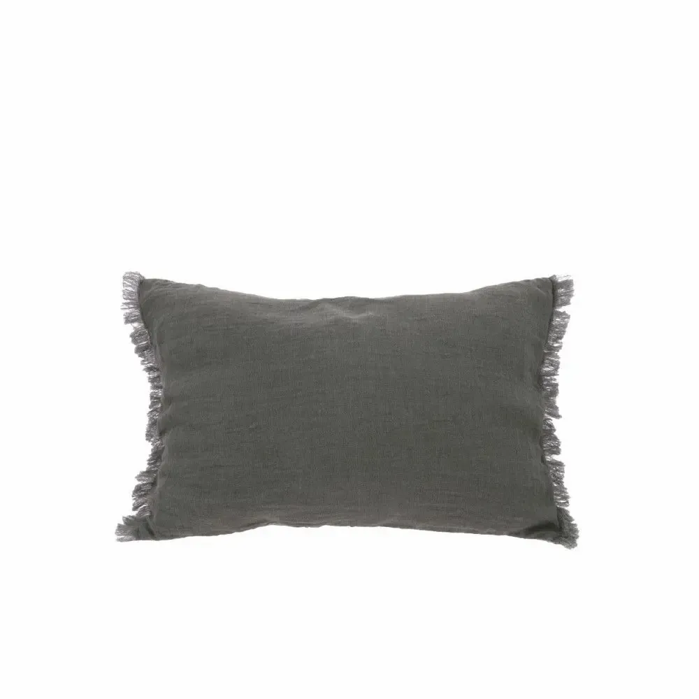 Plaids - ETAMINEE Coussin 30x45 cm ETAMINE 2 ANTHRACITE - EN FIL D'INDIENNE...