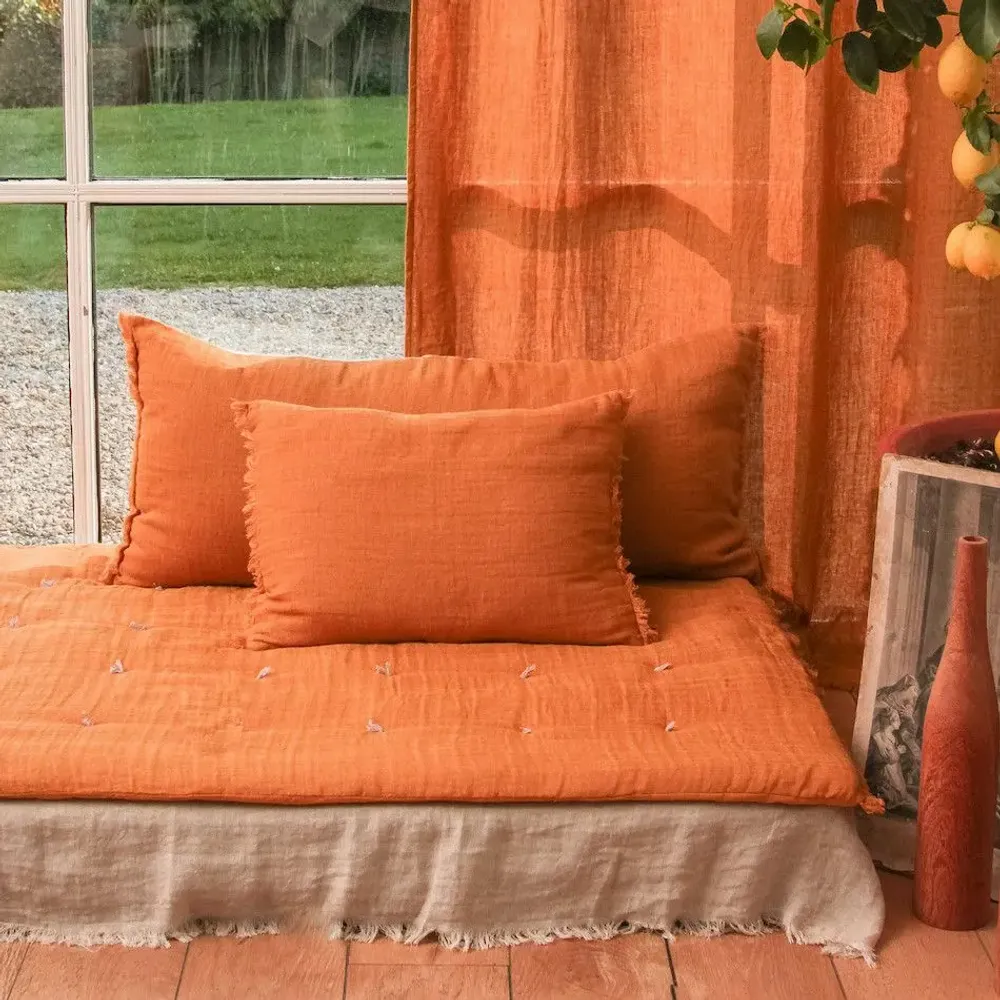 Coussins textile - ETAMINEE Housse de coussin 40x55 cm - EN FIL D'INDIENNE...