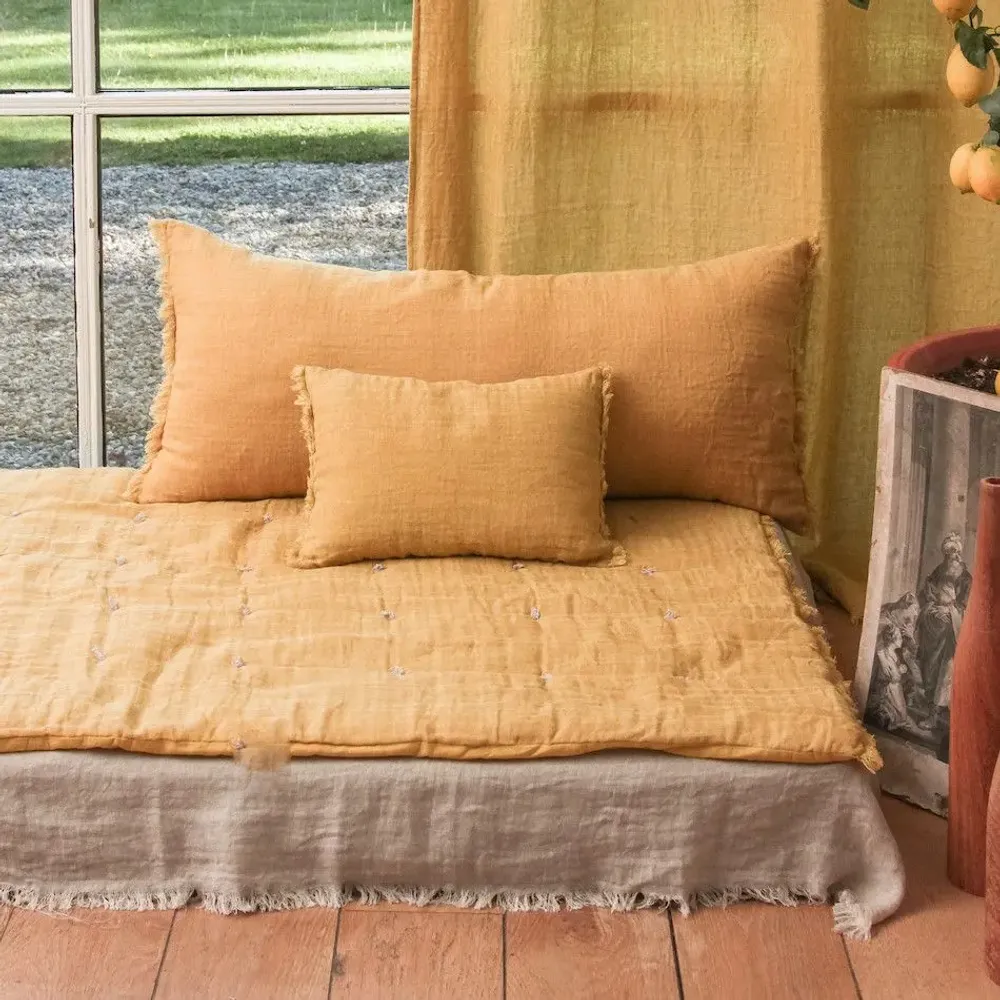 Coussins textile - ETAMINEE Housse de coussin 45x100 cm - EN FIL D'INDIENNE...