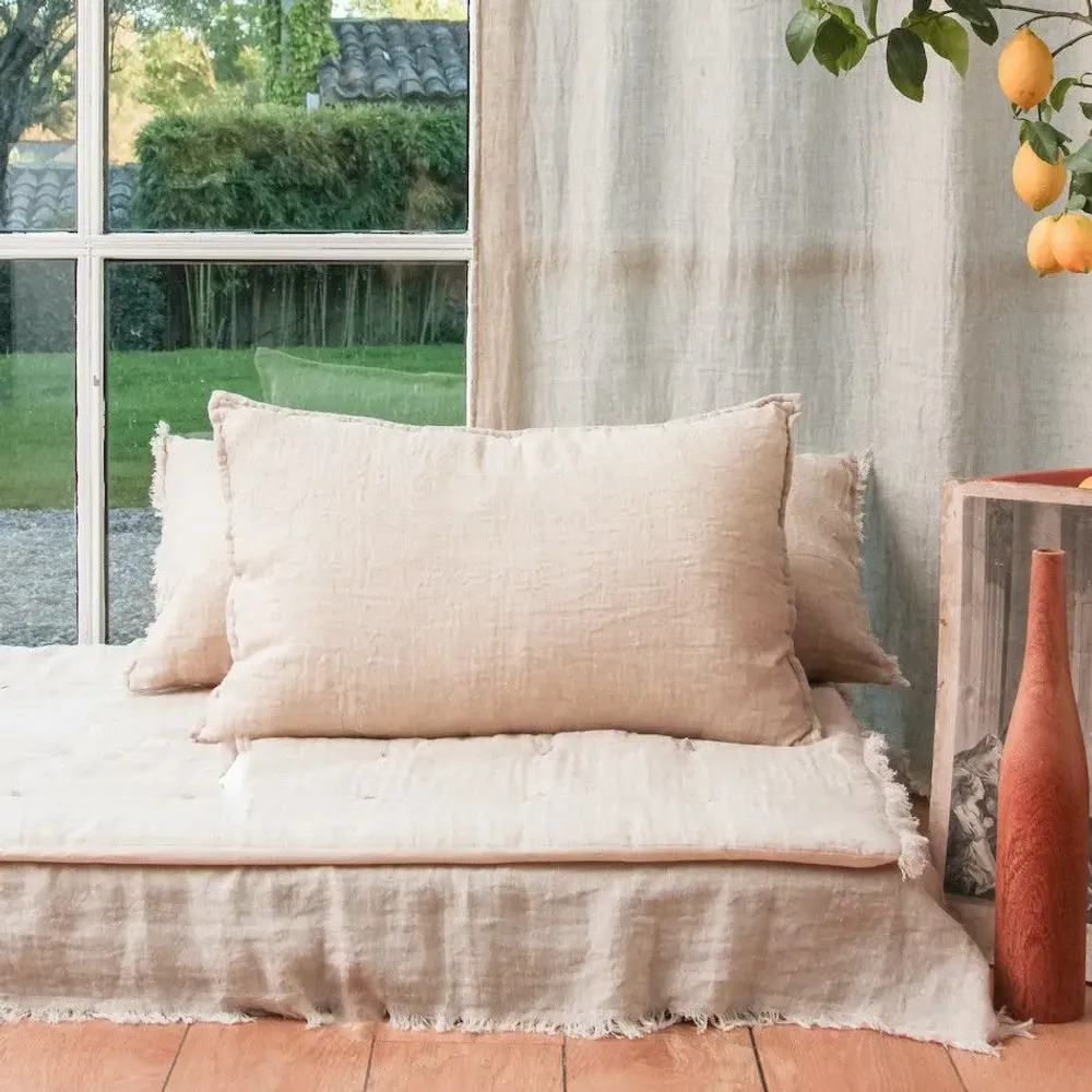 Fabric cushions - Etamine Cushion Cover 50X75 Cm Etamine 2 Naturel - EN FIL D'INDIENNE...