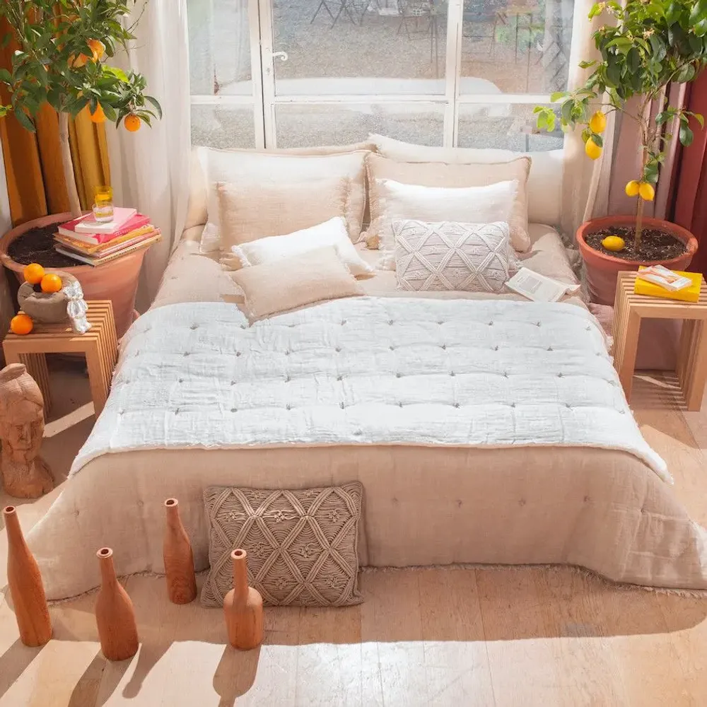 Throw blankets - Etamine Sofa Cover 90X200 Cm Etamine 2 Blanc - EN FIL D'INDIENNE...