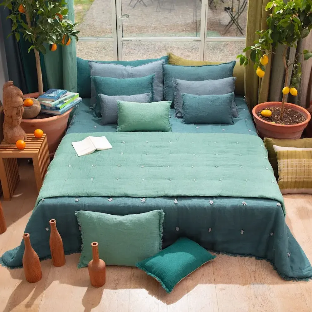 Throw blankets - Etamine Sofa Cover 90X200 Cm Etamine 2 Celadon - EN FIL D'INDIENNE...