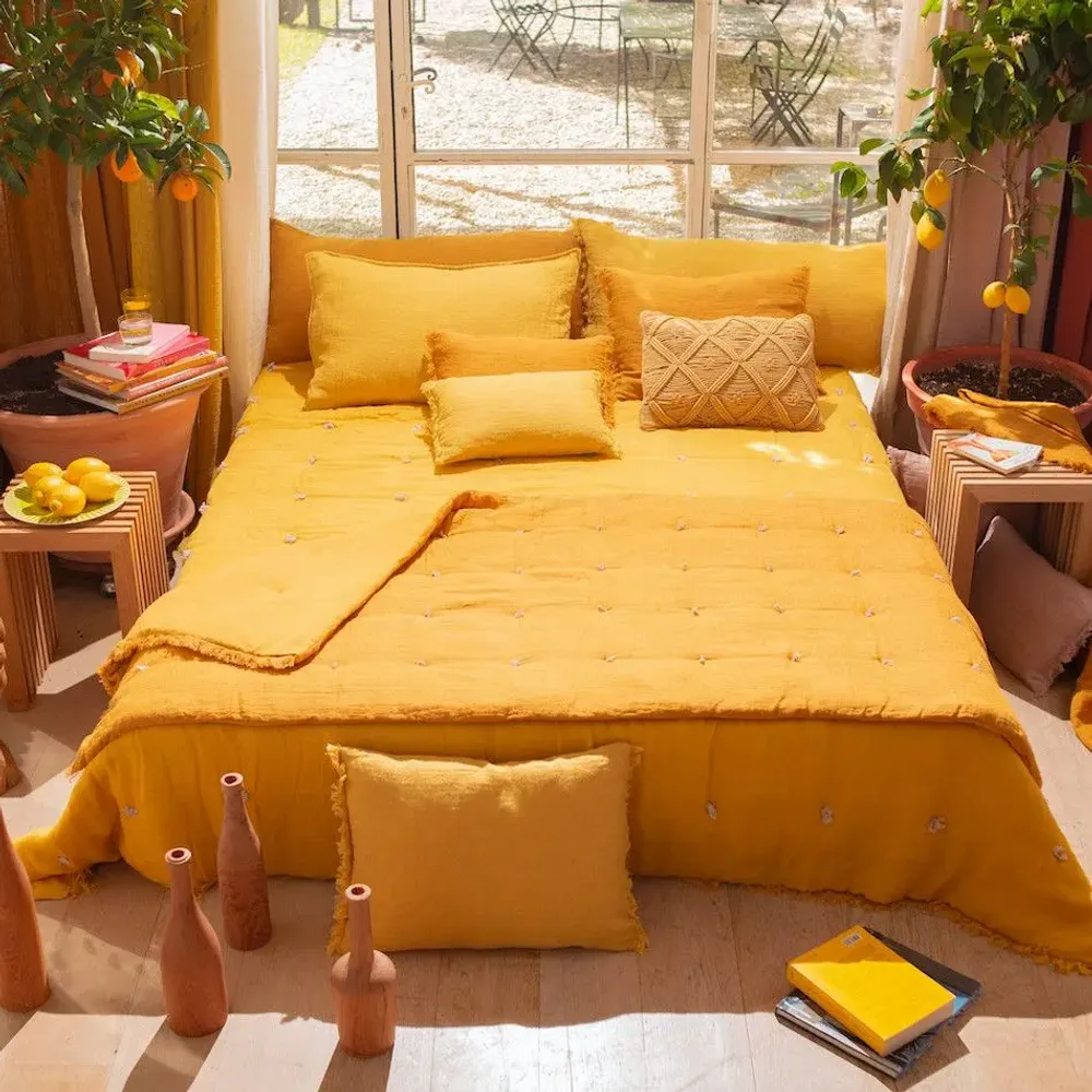 Plaids - ETAMINE Bout de lit 90x200 cm ETAMINE 2 TABAC - EN FIL D'INDIENNE...