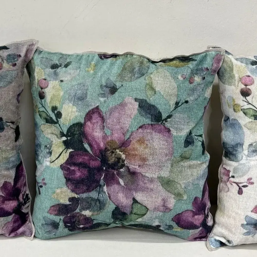 Coussins textile - FLORA coussin 45x45cm housse FLORA CELADON - EN FIL D'INDIENNE...