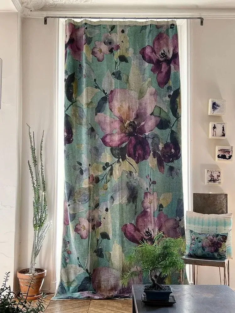 Curtains and window coverings - FLORA curtain 140x300cm  curtain N°1 FLORA CELADON - EN FIL D'INDIENNE...