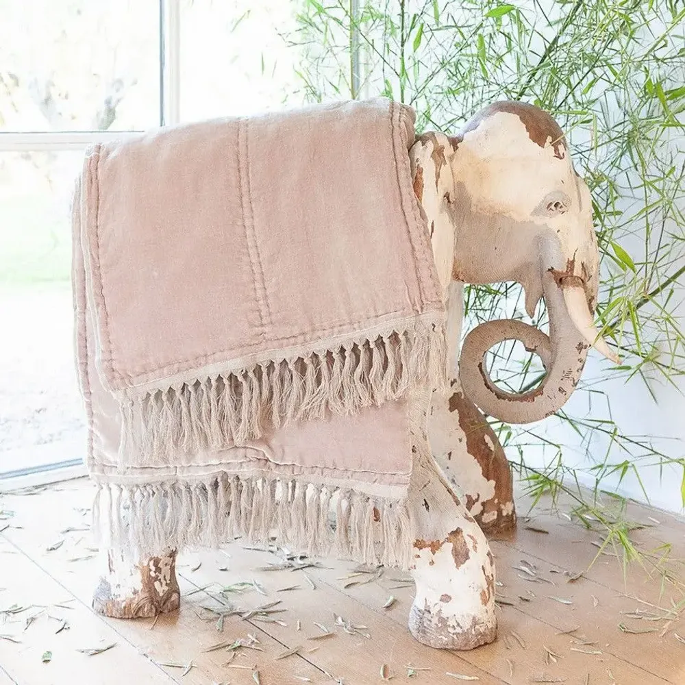 Linge de lit - FORTUNA Plaid 100x250 cm FORTUNA BEIGE - EN FIL D'INDIENNE...