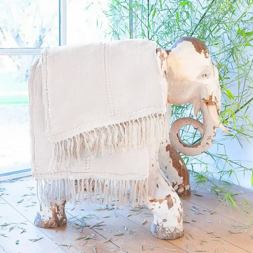 Plaids - FORTUNA Plaid 100x250 cm FORTUNA PERLE - EN FIL D'INDIENNE...