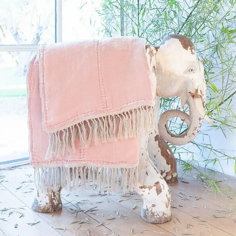 Throw blankets - Fortuna Plaid 100X250 Cm Fortuna Poudre - EN FIL D'INDIENNE...