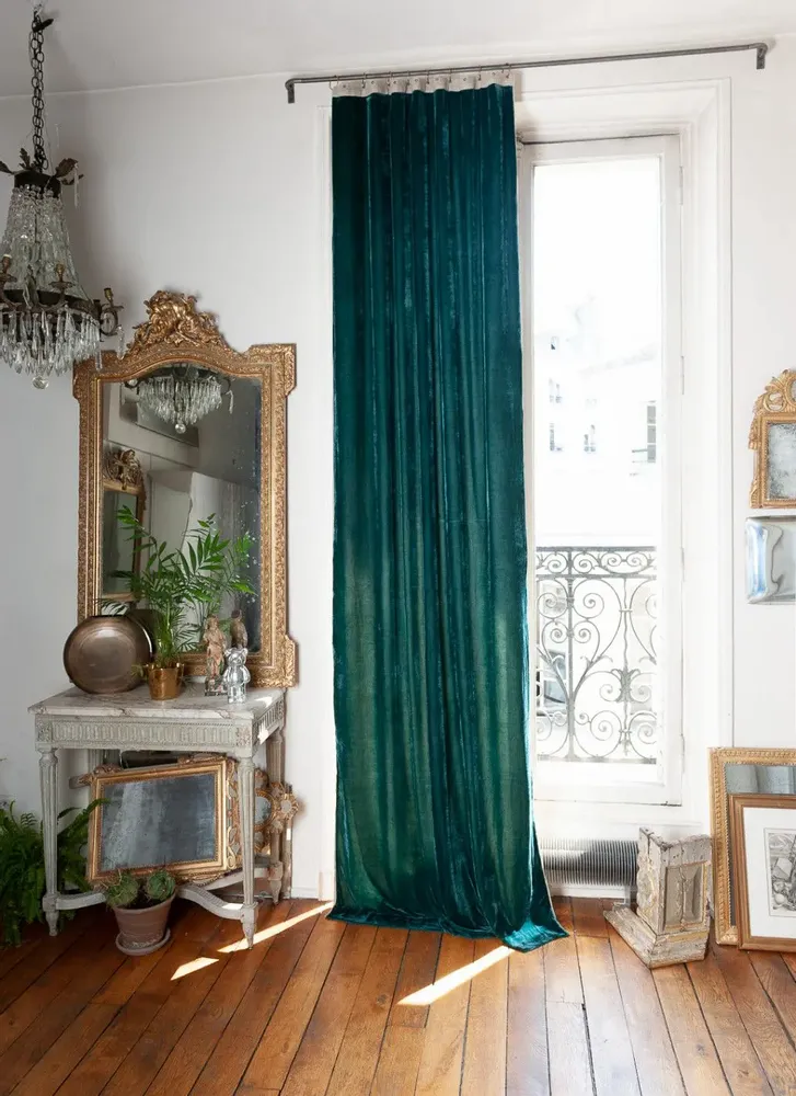 Rideaux et voilages - FORTUNA Rideau en velours de soie 110x300 cm CANARD - EN FIL D'INDIENNE...