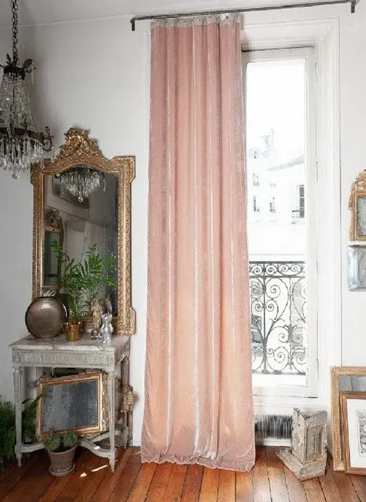 Rideaux et voilages - FORTUNA Rideau en velours de soie 110x300 cm FORTUNA POUDRE - EN FIL D'INDIENNE...