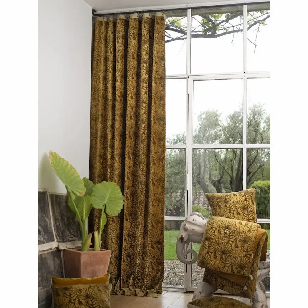 Coussins textile - GOA Rideau 140x300 cm CURRY - EN FIL D'INDIENNE...