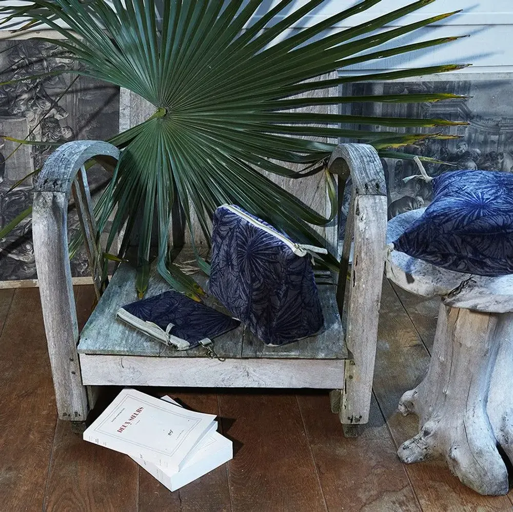 Fabric cushions - Goa Set Of 2 Clutch And Toilet Bags Goa Plomb - EN FIL D'INDIENNE...